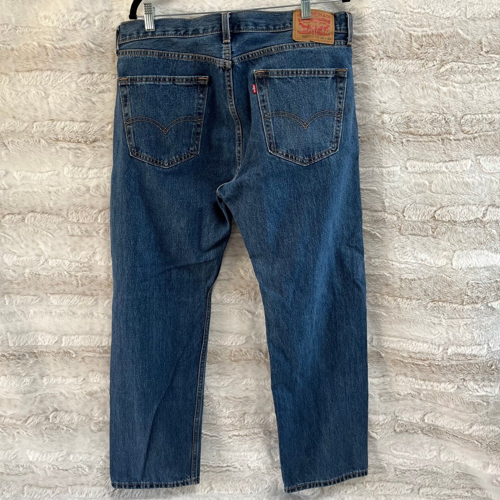 Levis 505 Regular‎ Fit Jeans Men's 36 X 29 100% Cotton Straight Leg - Picture 5 of 13